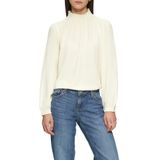 Blouse - Vloeiende Crêpe Stof - Glanzende Look - Pofmouwen - Gesmokte Kraag