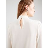 Blouse - Vloeiende Crêpe Stof - Glanzende Look - Pofmouwen - Gesmokte Kraag