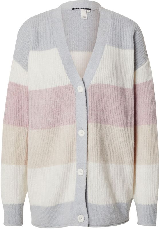 Q/S by s.Oliver - Gebreid Vest - Multi - Knoopsluiting - V-hals - Lange Mouwen - Polyester, Polyamide, Elastine