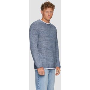 QS - Tricottop - Blauw - Met Superpositie Detaillering