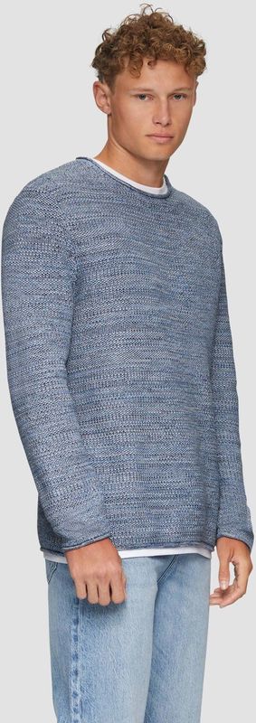 QS - Tricottop - Blauw - Met Superpositie Detaillering