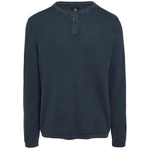 QS - Trui - Marine - Knitwear - Lange Mouw - Henley Hals