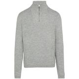Q/S by s.Oliver - Trui - Grijs - Fijn Gebreid - Wol - Halve Rits
