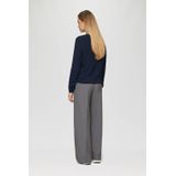 QS - Trui - Navy - Knitwear - Ronde Hals, Lange Mouw, Effen Motief