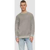 QS - Trui - Olijfgroen - Knitwear - Geribbelde Kraag, Lange Mouw