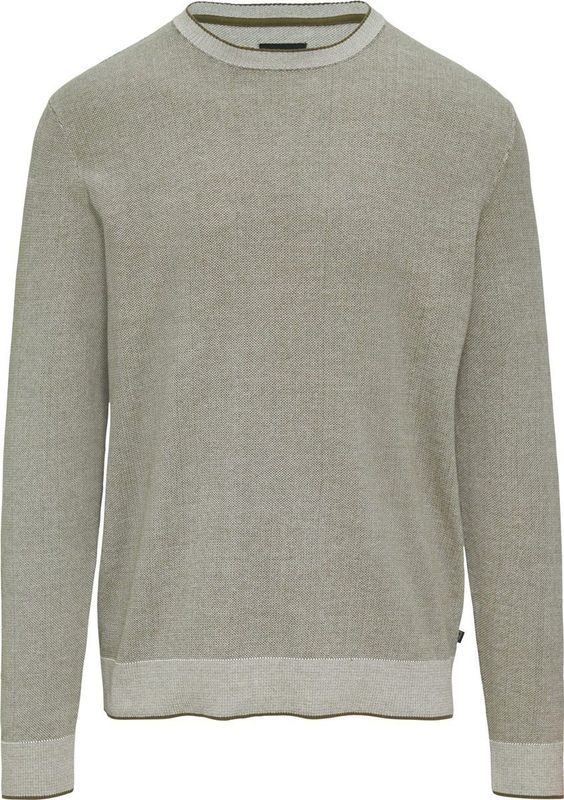 QS - Trui - Olijfgroen - Knitwear - Geribbelde Kraag, Lange Mouw
