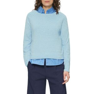 Light Blue Hoodie - Structuurpatroon - Ronde Hals - Zonder Sluiting