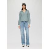 QS - Trui - Pastelgroen - Knitwear - Geribbelde Kraag, Raglanmouwen, Lange Mouw