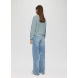 QS - Trui - Pastelgroen - Knitwear - Geribbelde Kraag, Raglanmouwen, Lange Mouw