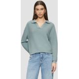 QS - Trui - Pastelgroen - Knitwear - Geribbelde Kraag, Raglanmouwen, Lange Mouw