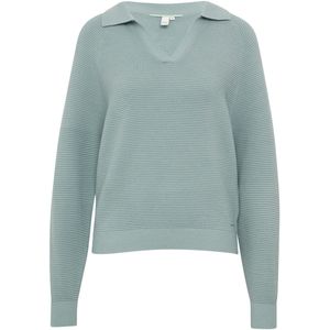 QS - Trui - Pastelgroen - Knitwear - Geribbelde Kraag, Raglanmouwen, Lange Mouw