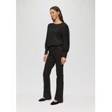 QS - T-shirt - Zwart - Lange Mouwen - Met Bouffante Mouwen - Jacquard
