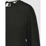 QS - T-shirt - Zwart - Lange Mouwen - Met Bouffante Mouwen - Jacquard