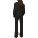 QS - Shirt - Zwart - Gevoerde Zoom/Rand, Pofmouwen, Ronde Hals, Lange Mouw, Normale Pasvorm