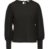 QS - T-shirt - Zwart - Lange Mouwen - Met Bouffante Mouwen - Jacquard