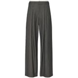 QS - Bandplooibroek - Antraciet - Krijtstrepen, Wide Leg, Mid Waist