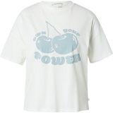 QS - Shirt - Groen/Wit - Ronde Hals - Halve Mouw - Losse Pasvorm