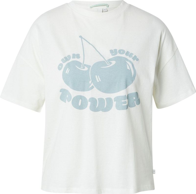 QS - Shirt - Groen/Wit - Ronde Hals - Halve Mouw - Losse Pasvorm