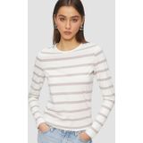 Q/S by s.Oliver - Top - Ecru - Katoen, Polyester, Elastine - Lange Mouwen, Ronde Hals