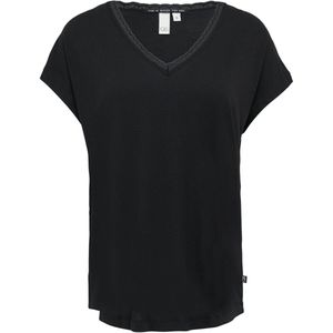 Q/S designed by - T-shirt - Zwart - Met Kant bij de Hals