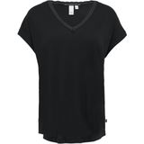 Q/S designed by - T-shirt - Zwart - Met Kant bij de Hals