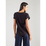 T-shirt mélangé modal avec empiècement en dentelle, Noir, XXL