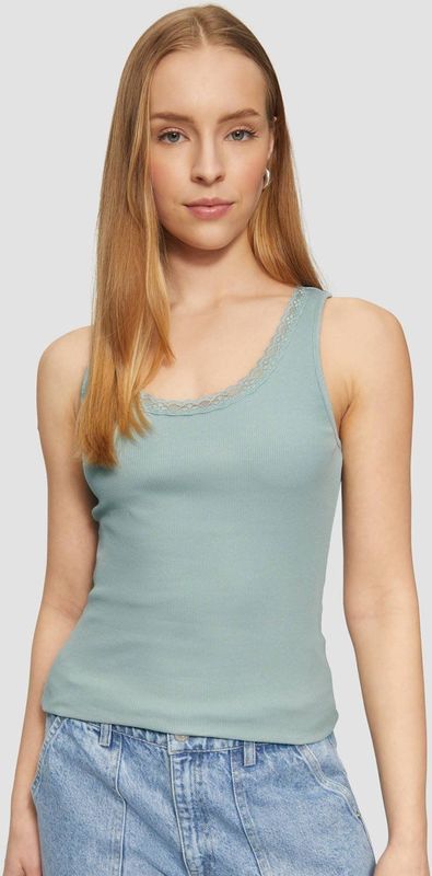 Geribde Top - Grijs-Groen - Slim Fit - Zacht en Elastisch