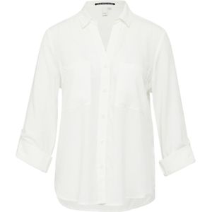 Blouse - White - Met Turn-Upmouwen - Normale Overhemdkraag