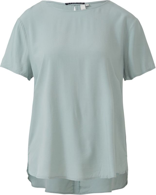 QS - Blouseshirt - Mintgroen - Effen - Knoopsluiting - Kwartmouw