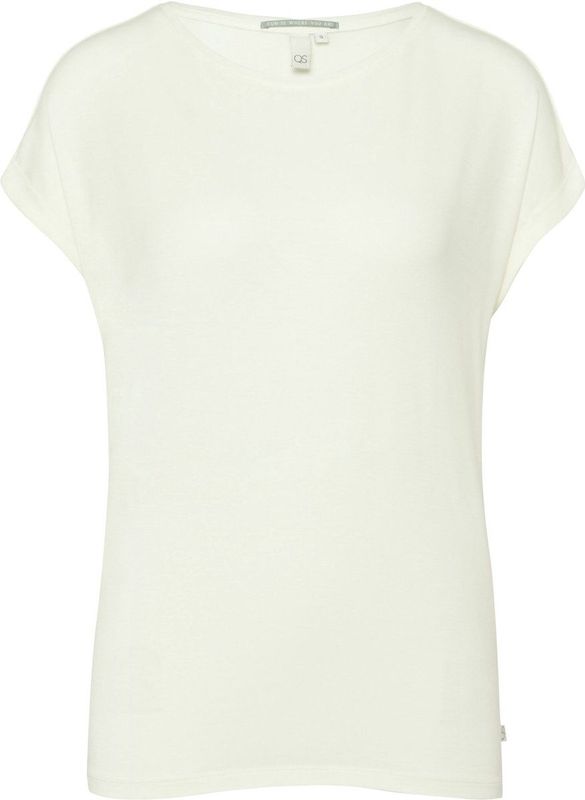 QS - Shirt - Wit - Effen - Kwartmouw - Losse Pasvorm