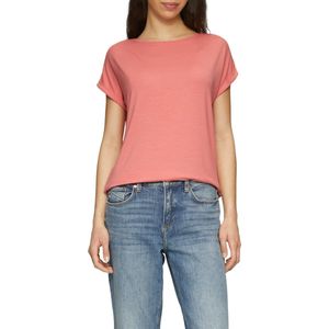 QS - Shirt - Zalm Roze - Effen - Kwartmouw - Losse Pasvorm