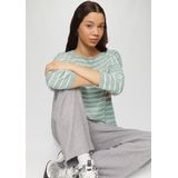 QS - Trui - Lichtgroen/Wit - Knitwear - Boothals - Gestreept