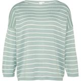 QS - Trui - Lichtgroen/Wit - Knitwear - Boothals - Gestreept