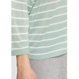 QS - Trui - Lichtgroen/Wit - Knitwear - Boothals - Gestreept