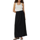 Viscose - Maxirok - Zwart - Hoog Uitlopend, Ruches, Elastische Tailleband