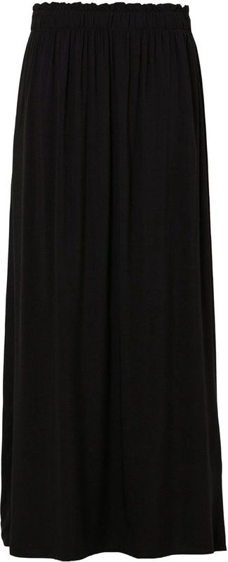 Viscose - Maxirok - Zwart - Hoog Uitlopend, Ruches, Elastische Tailleband