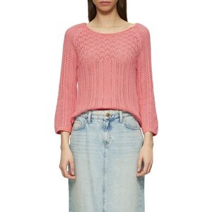 Gebreide Trui - Slim-Fit - Katoen - 3/4 Mouwen - Ajourpatroon