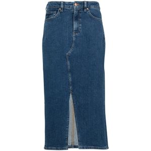 Spijkerrok - Blauw - Regular Fit - Riemlussen - Steekzakken