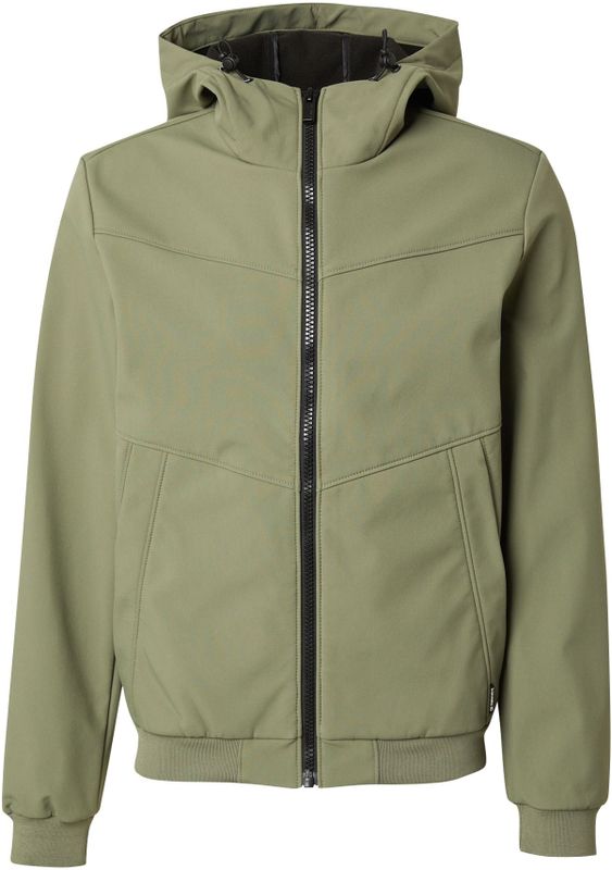 QS - Tussenjas - Olijfgroen - Softshell - Met Capuchon
