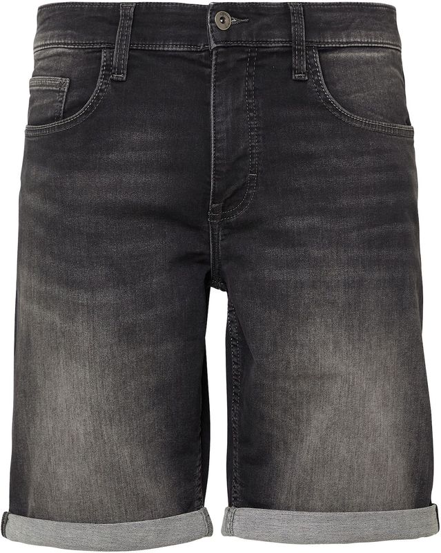 QS - John - Korte Broek - Grijs - Denim, 5-Pocket-Style, Ritssluiting, Regular Pasvorm, Heavy Washed