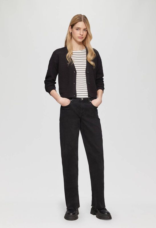 Sweater - Katoenmix - Zwart - Losse Pasvorm