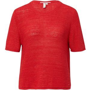 Gebreide Trui - Korte Mouwen - Ronde Hals - Normale Pasvorm - Geribde Boorden