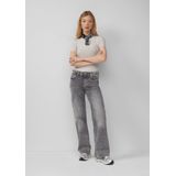 QS - Shirt - Greige - Effen - Kwartmouw - Slanke Pasvorm