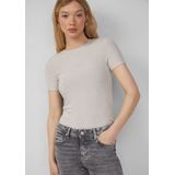 QS - Shirt - Greige - Effen - Kwartmouw - Slanke Pasvorm