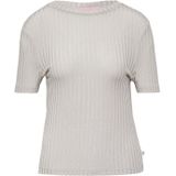 QS - Shirt - Greige - Effen - Kwartmouw - Slanke Pasvorm