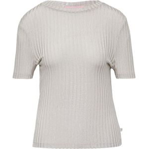 QS - Shirt - Greige - Effen - Kwartmouw - Slanke Pasvorm