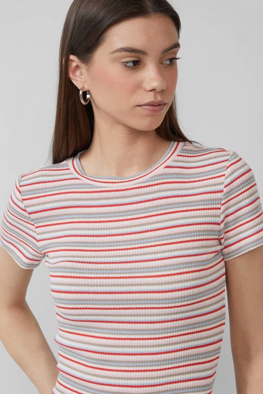 Q/S by s.Oliver - T-shirt - Ronde Hals - Korte Mouwen - Polyester Katoen Viscose