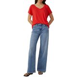 T-shirt - V-hals - Linnenmix - Zacht - Loose-fit - Halflang