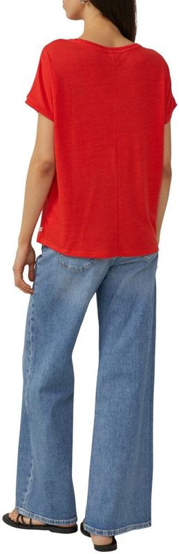 T-shirt - V-hals - Linnenmix - Zacht - Loose-fit - Halflang