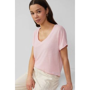 Q/S by s.Oliver - T-shirt - Lichtgrijs - Polyester/Linnen